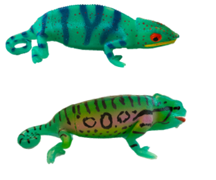 Przykładowe figurki kameleonów
