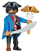 zawadiacki pirat z szablą i czaszką